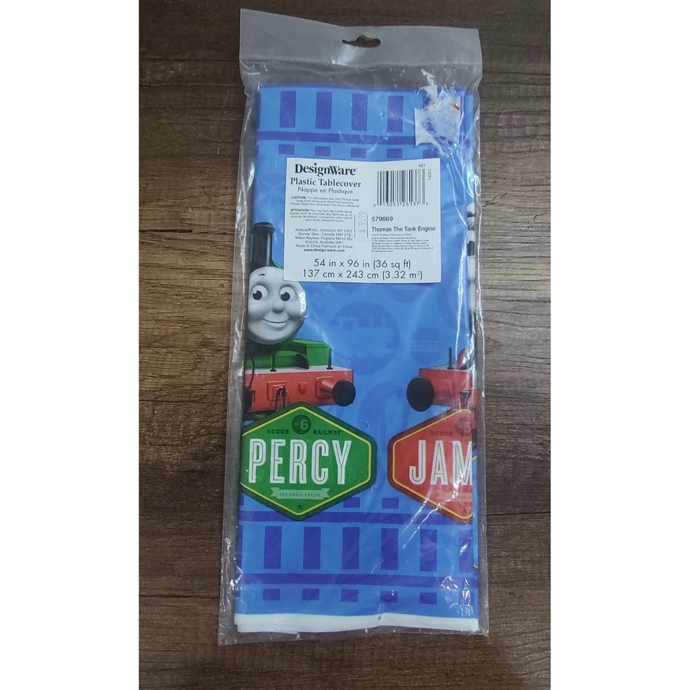 Thomas the Tank Engine Plastic Tablecover Percy James Designware Blue 2011 54x96